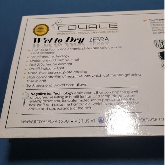 Pro Royale Professional Ceramic Straightener Iron  Wet to Dry Zebra - Picture 8 of 10